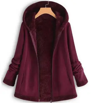 

Winter Coats Hooded Casual Women Autumn Winter Solid Color Long Sleeve Zipper Warm Plushy Hooded Coat Outwear Plus Size 여성 파커