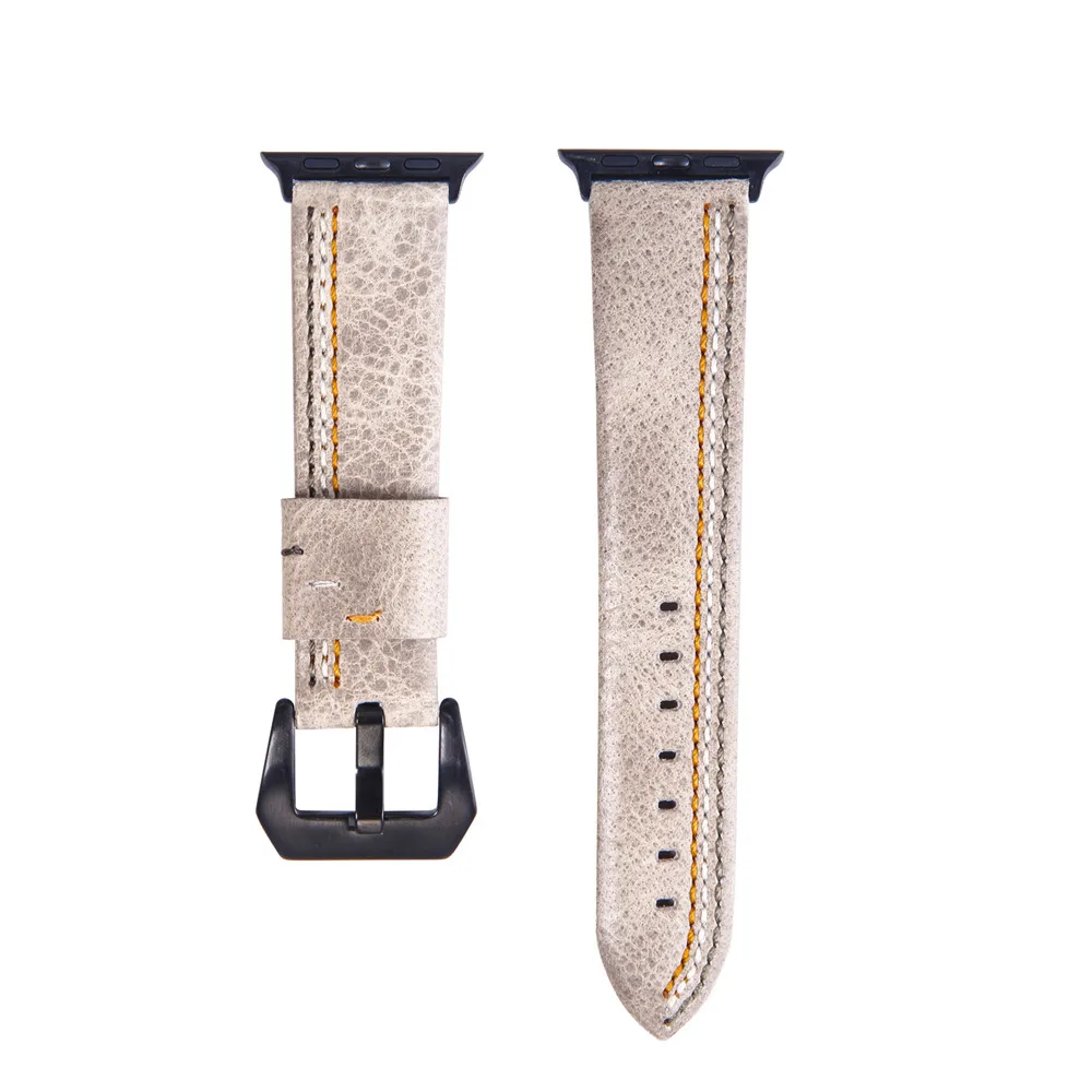 Gray Ремешок из натуральной кожи для apple watch band 40 мм 44 мм iwatch band 42 мм 38 мм Suture style ремешок для часов Браслет apple watch 4 3 2 1 - Цвет ремешка: Gray