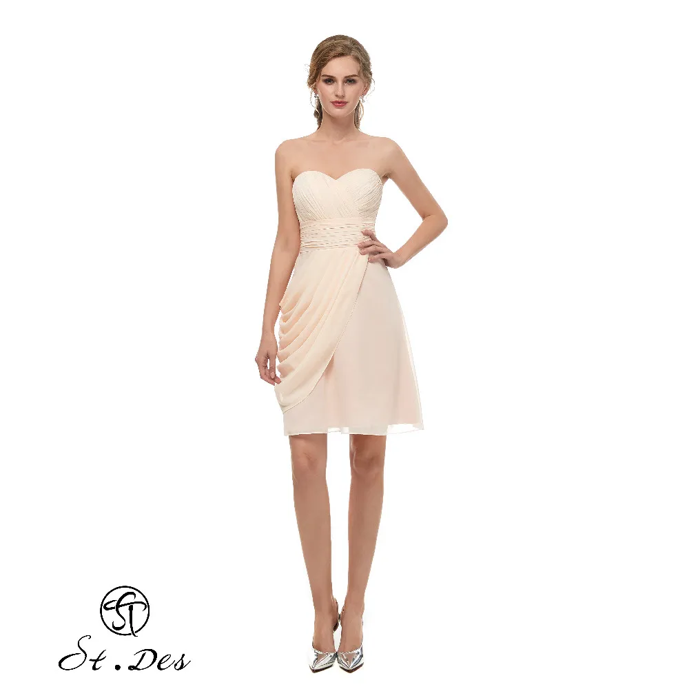 

S.T.DES Evening Dress 2020 New Arrival A-line Sweatheart Champagne Sleeveless Designer Short Party Dress Dinner Dress