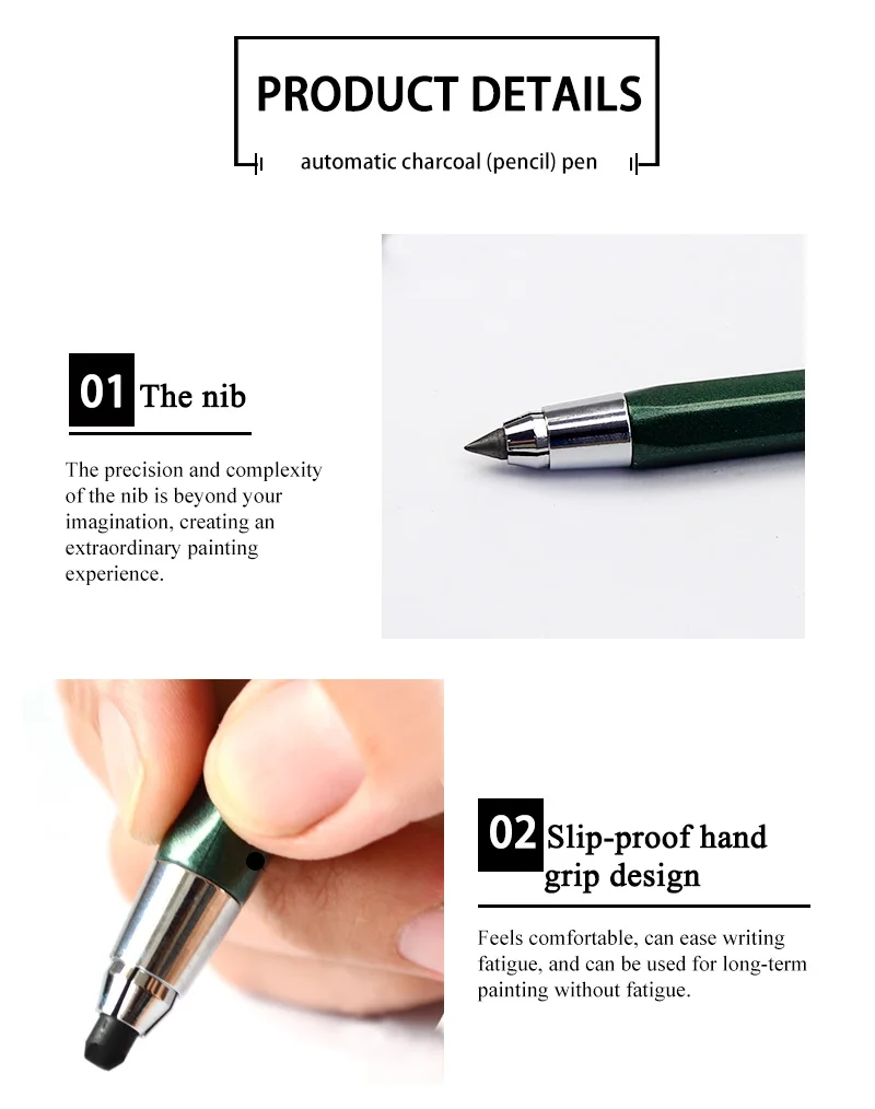 TR-4000 Press Mechanical Charcoal Pencil For Sketch Painting Drawing School Office Supply Stationery Kid Automatic Pencil 4mm