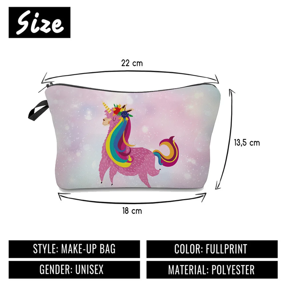 

Digital printing makeup bag alpaca pattern hand bag ladies multifunctional travel storage bag