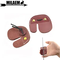 Protector de dedo de tiro con arco, accesorio de cuero de vaca, protección para la mano derecha, lengüeta para el dedo, 1 ud.