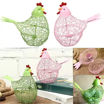 

Chicken Egg Basket Holder Metal Wire Hen Shaped Kitchen Storage Rack Home Decor Iron Art Eggs Storage Basket Household Container