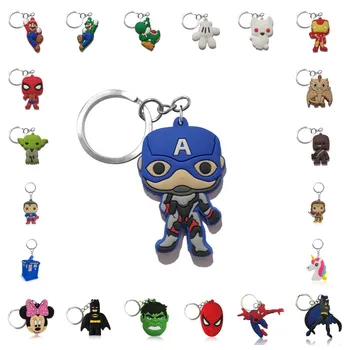 

500pcs Cartoon Keychain Key Ring Anime Superhero Key Chain Key Holder Unicorn Trinket Kids Party Gift