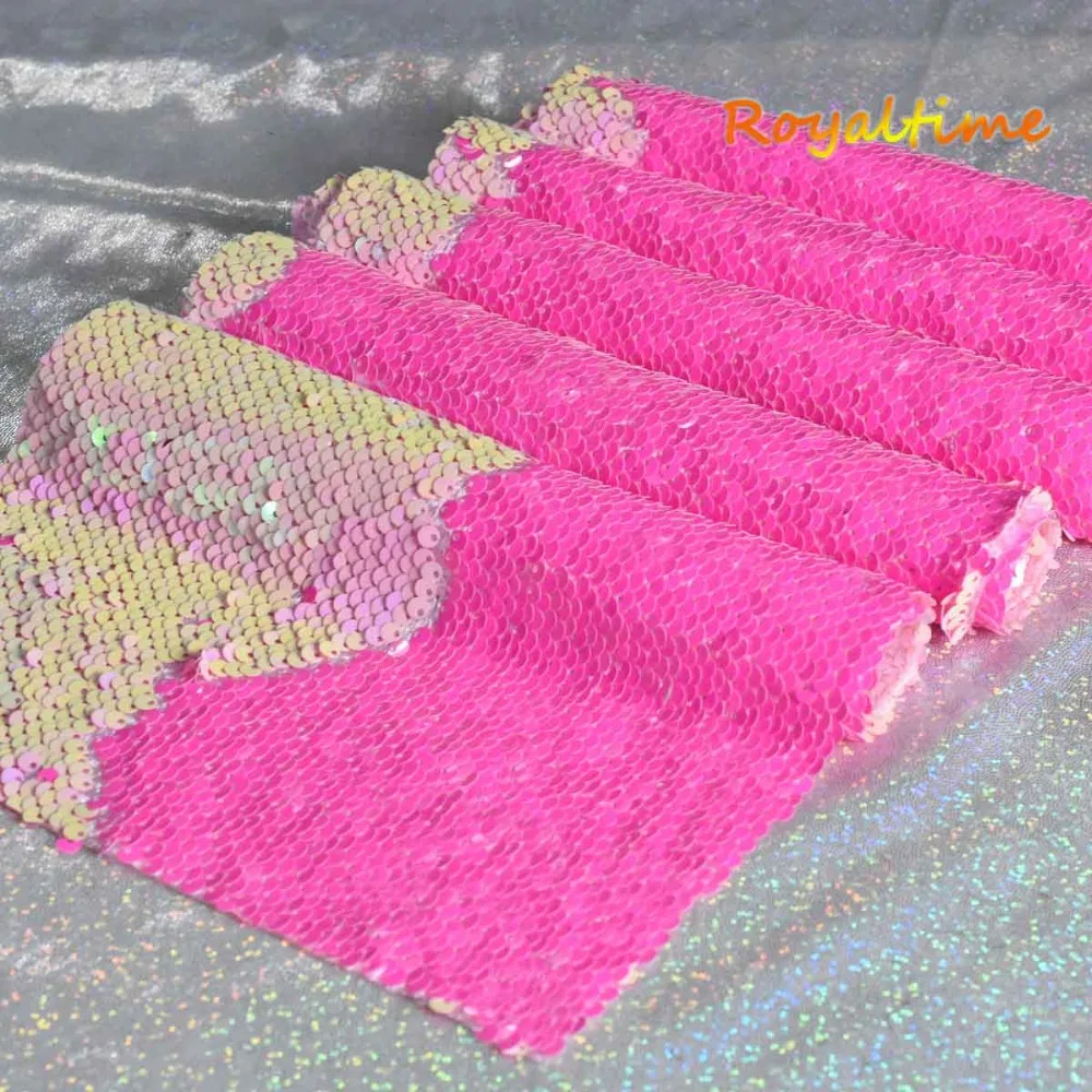 Neon Pink White Sequin Patch 001