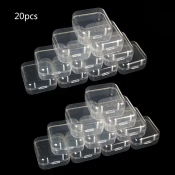 

20Pcs Square Mini Clear Plastic Storage Containers Box with Lids for Small Items