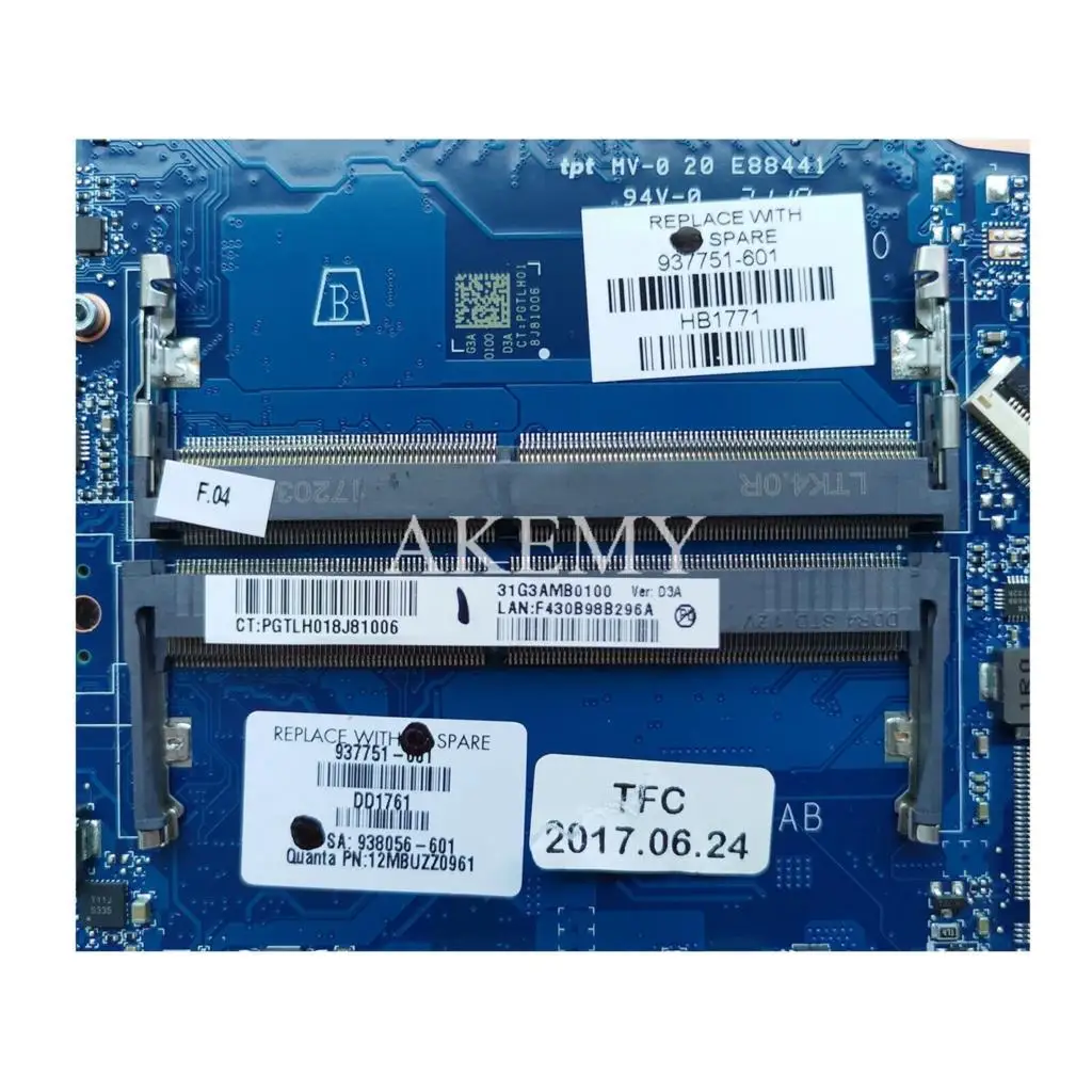 Для hp 15-ce002 15-CE Материнская плата ноутбука 929483-601 929483-501 929483-001 аккумулятор большой емкости DAG3AAMBAE0 w/i7-7700 Процессор GTX 1050 4 Гб