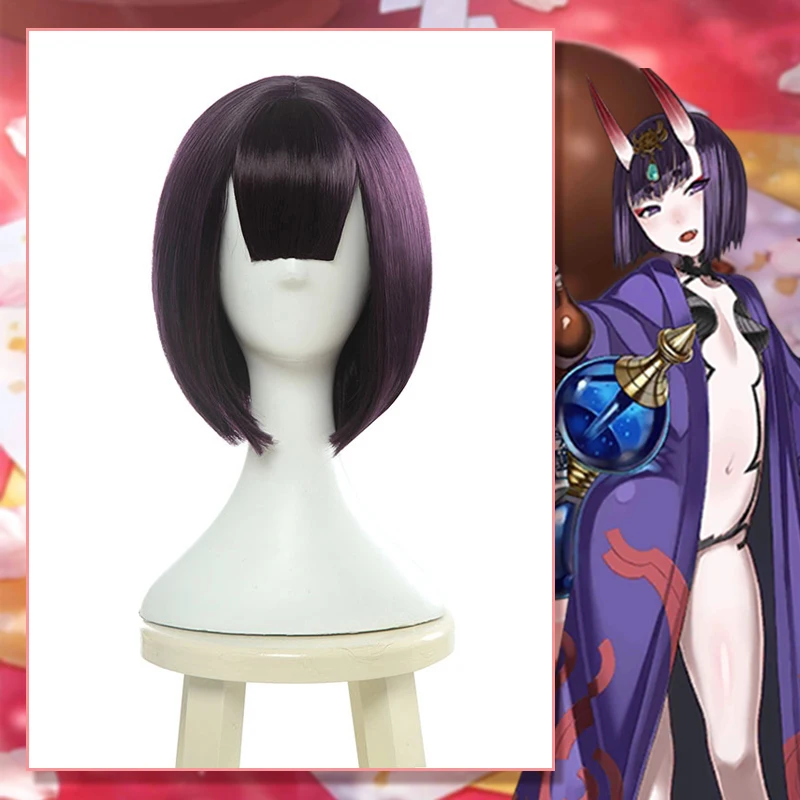 

Fate grand order FGO Assassin Shuten Douji Cosplay Wigs 30cm Short Heat Resistant Synthetic Hair Perucas Cosplay Wig Free Ship