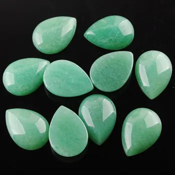 

18x25x6mm 10pcs/lot Natural Stone Aventurine CAB Cabochon Beads Drop Shape No Hole Fit Bracelet Earrings Jewelry Findings TU3189