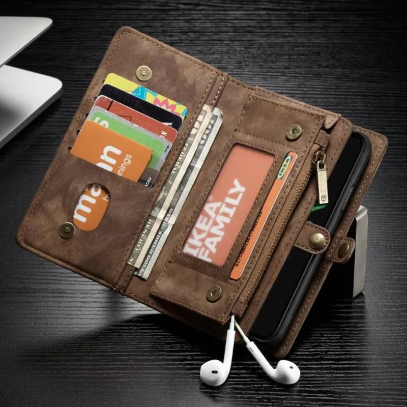 

YWEWBJH Card Flip Leather Case For i Phone 11 Pro XS Max X XR 7 Cover For S10 S8 Plus S7 Note 10 Plus Wallet Case