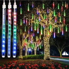 Luces LED impermeables para lluvia, cadena de luces que cae para exteriores, hogar, jardín, boda, fiesta, vacaciones, 30CM/50CM