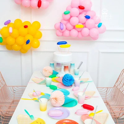 

Rainbow Fashion Disposable Tableware Balloon Decoration Family Friends Children's Party Birthday Decoration Tableware Supplies