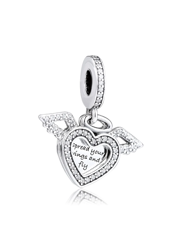 

Charms fits for Bracelets Necklaces 100% 925 Sterling Silver Jewelry Heart & Angel Wings Beads Free Shipping