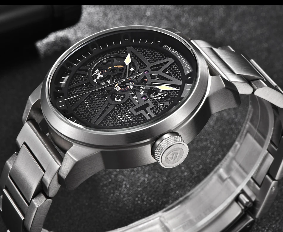 PAGANI Скелет автоматические механические часы мужские часы кожаный и стальной ремешок черные часы водонепроницаемые мужские наручные часы