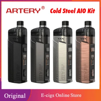 

Original Artery Cold Steel AIO Kit w/ 4ml Pod Cartridge & 120W Vape Mod XP and RBA Version E-cig Vaporizer Vs Cold Steel 100