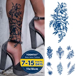 Juice Extract Lasting Waterproof Temporary Tattoo Sticker Peony Flower Flash Tattoos Women Ink Arm Ankle Body Art Fake Tatto Men