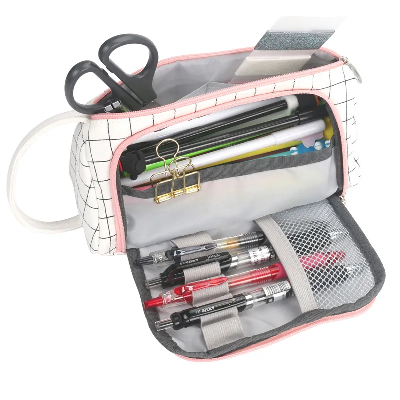 

New Super Pencil Case for Girls Large Capacity Canvas Pencilcase Brief Fresh Cute Pencil Bag School Box Pencils Pouch Stationery