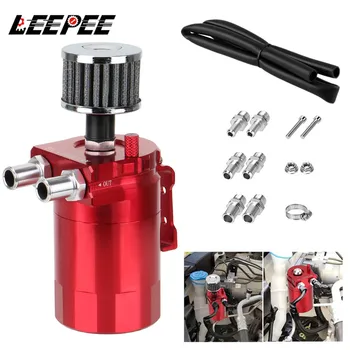 

LEEPEE Oil Catch Can With Filter Fuel Tank Reservoir Baffled Oil Tank Aluminum Universal Car Accessories