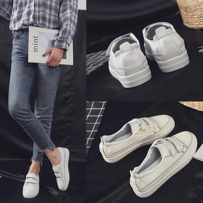 

White Shoes Women's 2019 Spring And Summer Hot Selling Shoes Korean-style Velcro Casual Shoes Star Celebrity Style Versatile Sof
