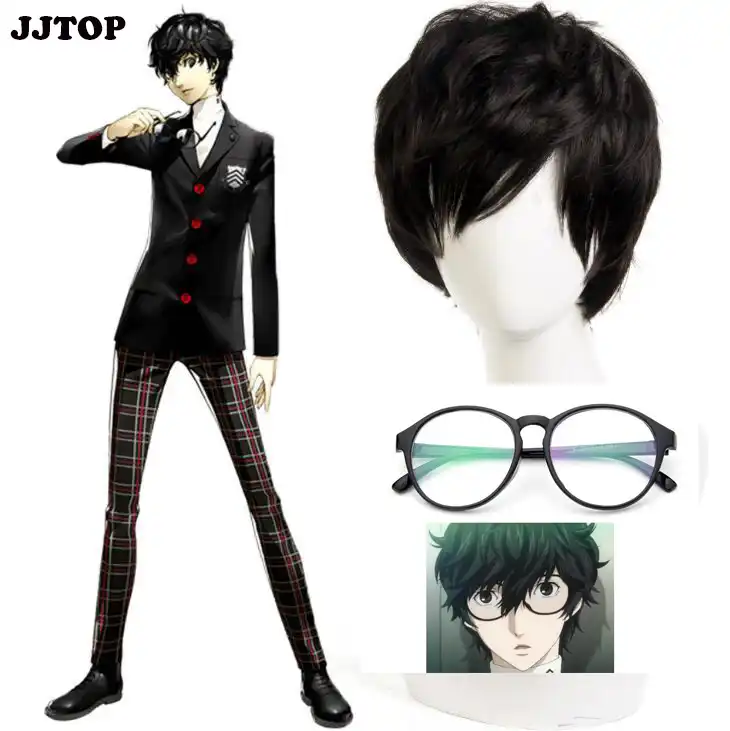 Persona 5 Cosplay P5 Joker Wig Costume Ren Amamiya Hair Akira Kurusu Uniform Outfit Men Party Halloween Wig Props Glasses Game Costumes Aliexpress