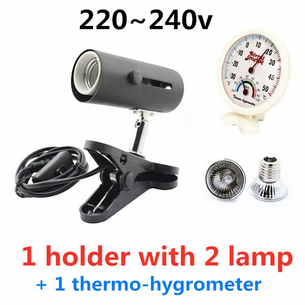 220v kit TH108 Heat lamp Pet reptile bulb w / Ceramic clip-on holder,UVA+ UVB 3.0, emits a broad-spectrum light, Amphibians 110v 220v - Испускаемый цвет: 220v kit TH108