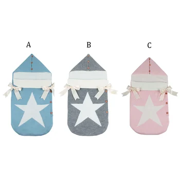 

Newborn Baby Boys Girls Acrylic Comfortable High Quality Five-pointed Star Printing Blankets Cute Swaddling Infant Swaddle Wrap