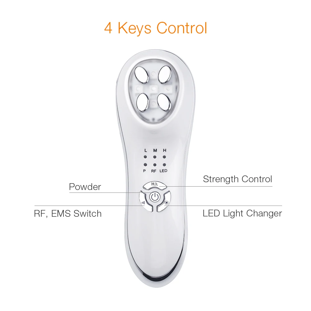 Baratos 5 En 1 mesoterapia EMS electroporación RF Radio Frecuencia Facial LED luz fotón cuidado de la piel dispositivo estiramiento Facial cuidado de los ojos
