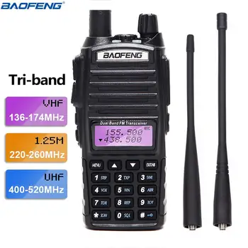 

2020BaoFeng UV-82T Tri-Band Walkie Talkie ham 136-174Mhz 220-260Mhz&400-520Mhz amatuer handheld Two Way portable Radio uv-5r