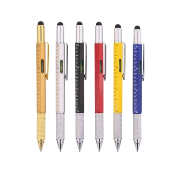 

7PCS/LOT Ballpoint Pen Overvalue Handy Tech Tool Ballpoint Pen Screwdriver Ruler signature Pen Spirit Level Multifunction