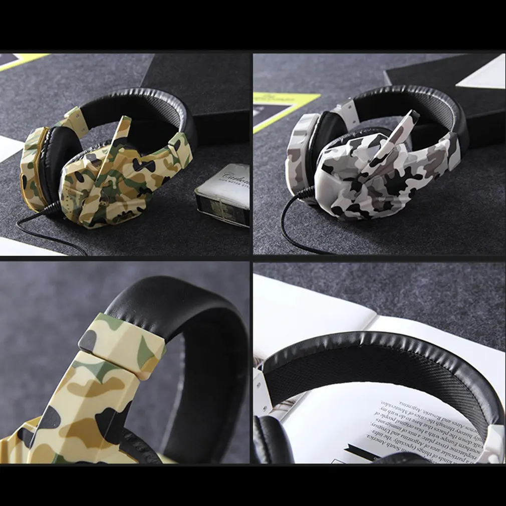 Led Light Supper Bass Gaming Headphones Game Earphones Camouflage Headset with Mic for Laptop PC Mobile Phone PS4