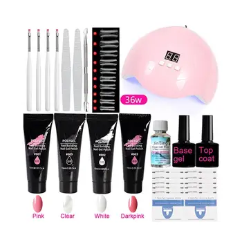 

45pcs Poly Gel Set LED Clear UV Gel Varnish Nail Polish Art Kit Quick Building For Nails Extensions Hard Gel Polygel Nail Kit