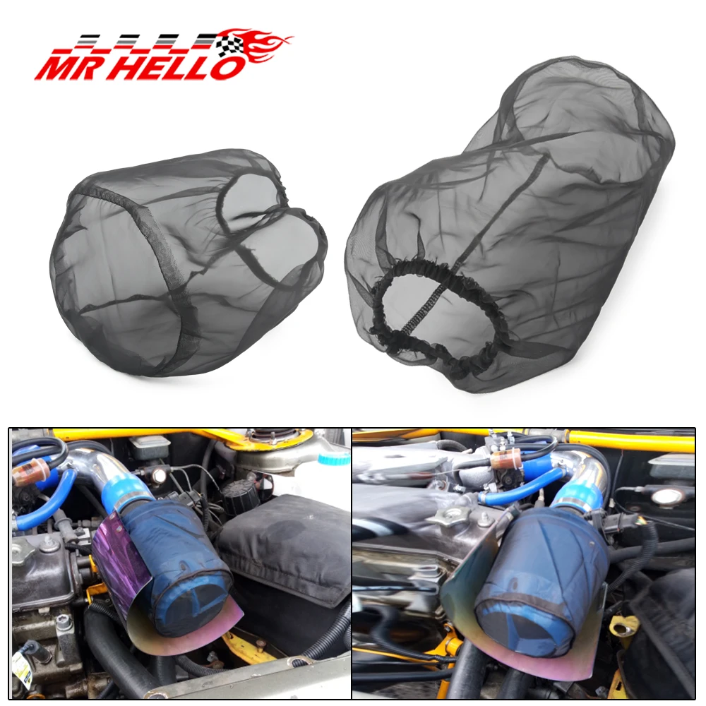 

MRHELLO Universal Air Filter Protective Cover Waterproof Oilproof Dustproof for High Flow Air Intake Filters Black