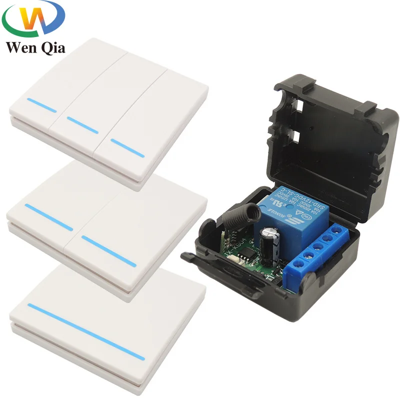 

433Mhz 1/2/3 gang smart push Wireless Switch Light RF Remote Control 12V1CH Receiver WallPanel Button Ceiling Lamp Bedroom Light