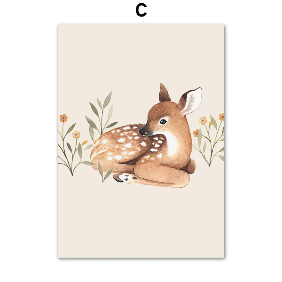 Deer-Rabbit-Squirrel-Bear-Hedgehog-Fox-Mouse-Wall-Art-Canvas-Painting-Nordic-Posters-And-Prints-Wall (5)