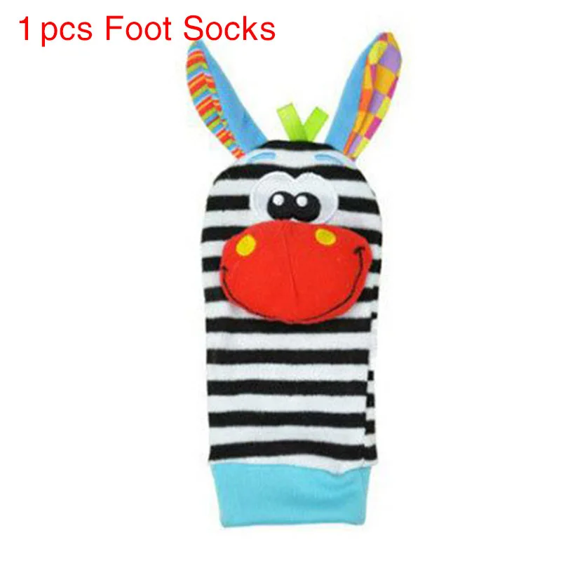 Детские носки с героями мультфильмов, 1 шт. игрушки-погремушки для маленьких мальчиков и девочек 0-24 месяцев, Музыкальная погремушка на запястье и носочки для ног игрушки-погремушки - Цвет: foot socks 02