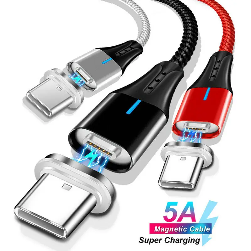 

Magnetic USB C Charging Cable 5A Type C Super Quick Charging Data Transfer Cable for Huawei P20 Lite Plus Mate 20 Pro Honor 10
