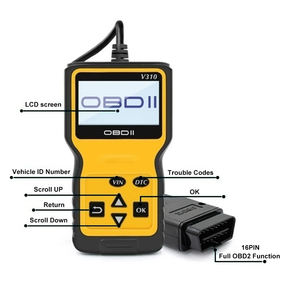 V310 Считывание/очистка кодов неисправностей сканирующее устройство OBDII/EOBD считывание DTC OBD2 автомобильный диагностический инструмент obd2 сканер