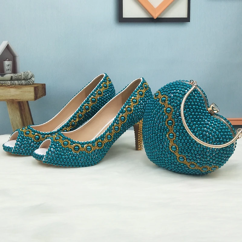 Peacock Wedding Shoes for Women -Teal Wedding Shoes - Art Deco High Heels |  eBay