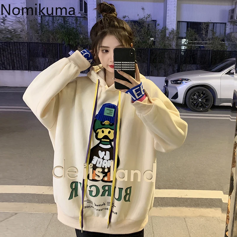 Винтажная уличная одежда Nomikuma женские толстовки в стиле хип-хоп японские