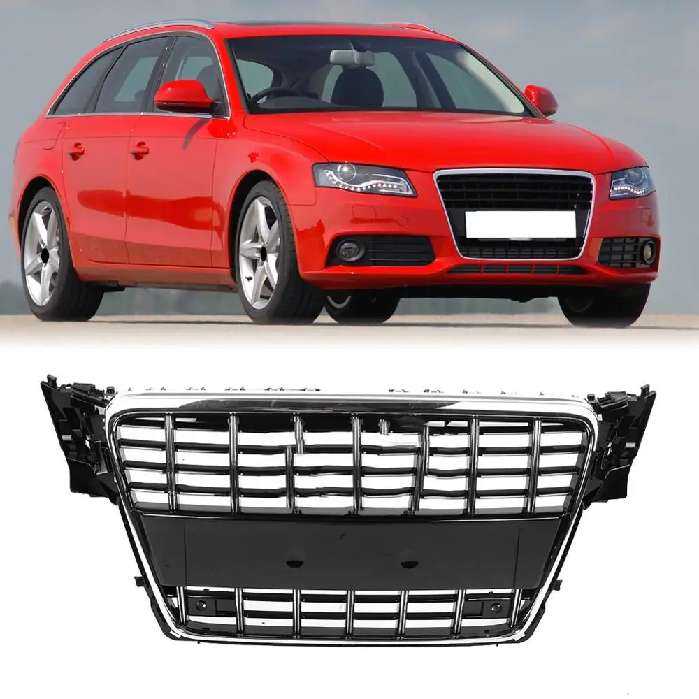 Решетка капота переднего бампера Глянцевая для Audi A4 S4 2008 2009 2010 2011 2012 для S4 стиль черный Универсальный