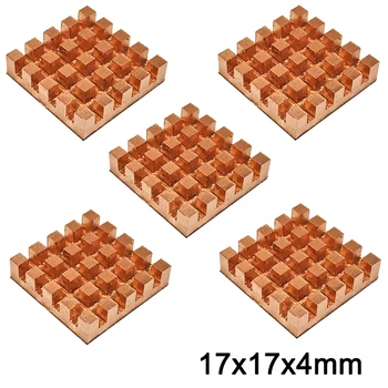 

5pcs Pure Copper Heat Sink Adhesive Back Cooling For VGA DDR MOS GPU IC Chipset Radiator Cooler Heatsink 17x17x4mm