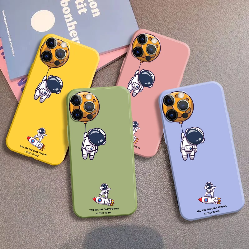 Cute Astronaut Phone Case For iPhone 11 12 13 Pro MAX 6 6S 7 8 Plus XS 12 13 Mini X XR SE 2020 Soft TPU Colorful Cases Funda best waterproof phone pouch