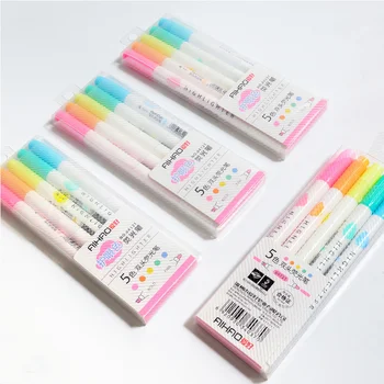

6 Set/Lot Kawaii Highlighter Pen f or Wholesale Round&oblique Double Side Office School Supplies DB715