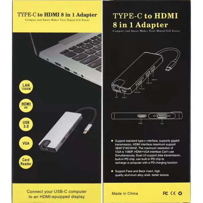 USB концентратор Fiuzd 8IN1USB C 3 0 HDMI адаптер док станция для MacBook Pro аксессуары