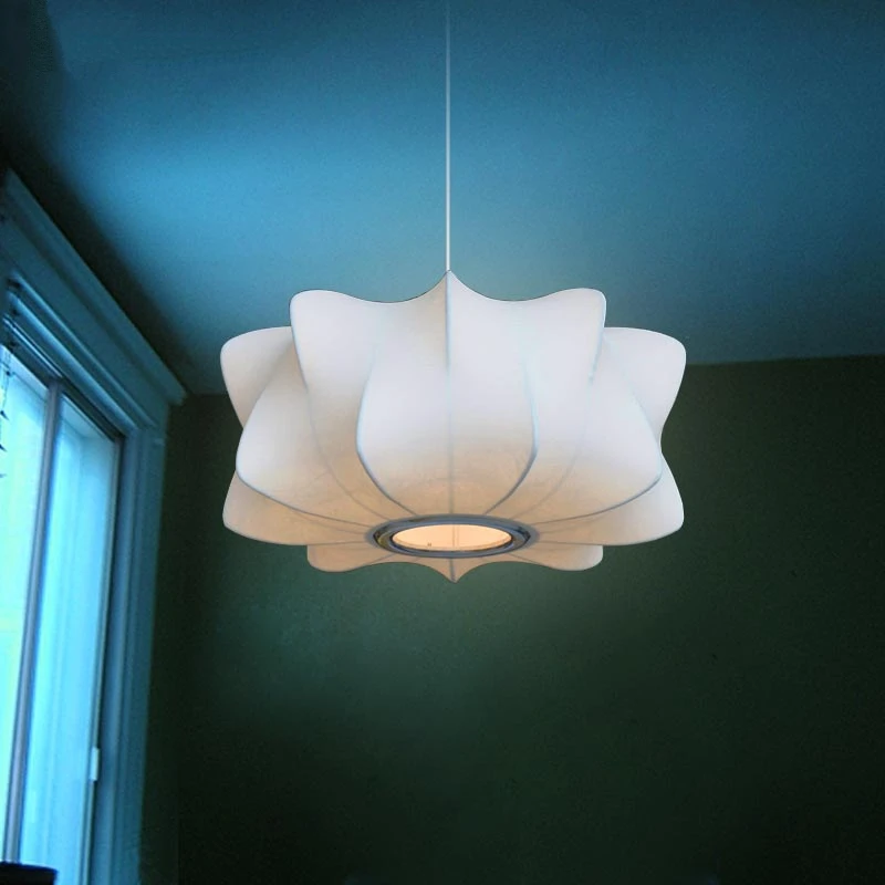 

Minimalist Design Silk Pendant Lights Polygonal Living Room Lighting White Lantern Pendant Lamp Modern Led Hanglamp Luminaria