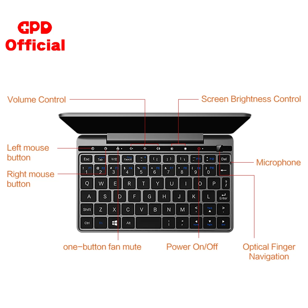 GPD Pocket 2 Pocket2 8GB 256GB 7 Inch Touch Screen Mini PC Pocket Laptop Notebook CPU Intel Celeron 3965Y Windows 10 System