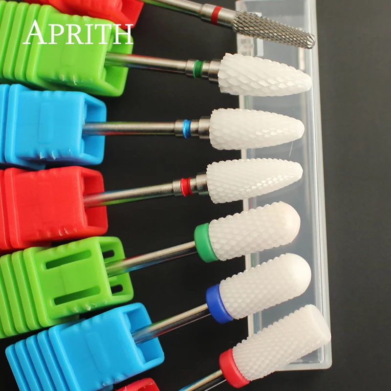 

APRITH Ceramic Nail Drill Bit 3/32" Rotate Burr Milling Cutter Bits For Manicure Pedicure Tools Electric Nail Drill Accessories