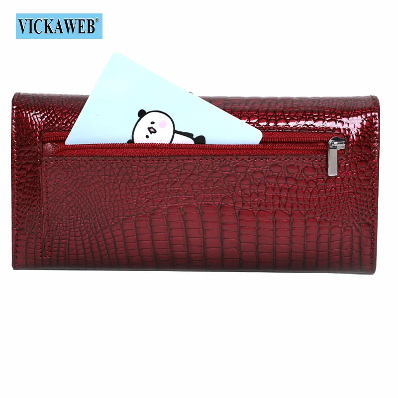 Free Gift Genuine Leather Women's Wallets Long Ladies Double Zipper Wallet Clutch Money Bag Design Purse Fashion Purses VK-AE501 3