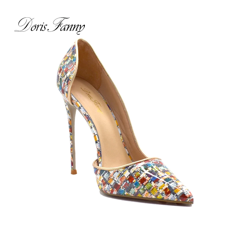 Doris Fanny/разноцветные женские туфли-лодочки с принтом; пикантные Туфли на каблуке; коллекция года; туфли на высоком каблуке-шпильке