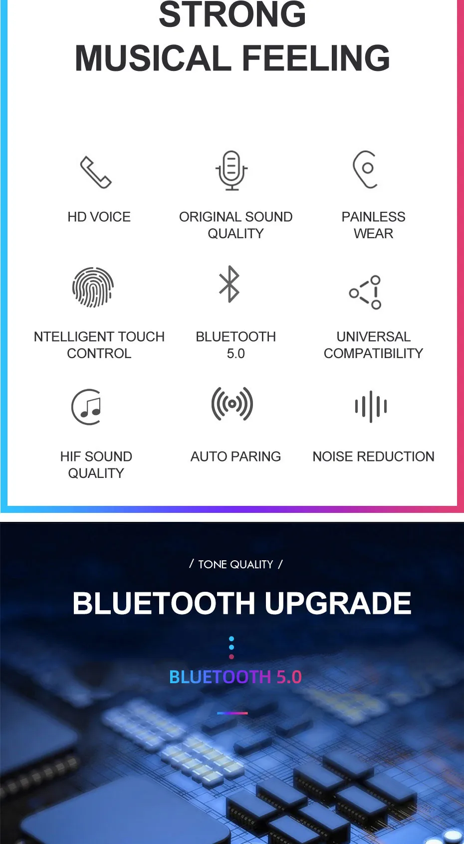 H& A Новые Bluetooth V5.0 беспроводные наушники Bluetooth наушники Hi-Fi стерео спортивные наушники гарнитура наушники для iOS Android телефонов